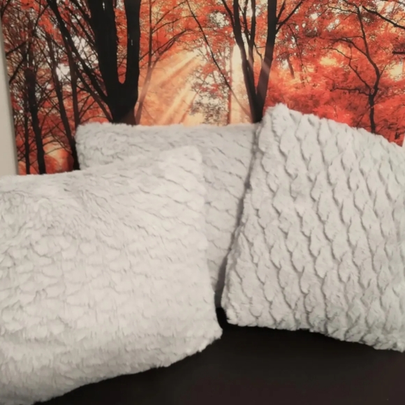 Faux Fur Mini Light Green Decorative Pillows Set of 3 - Picture 5 of 5